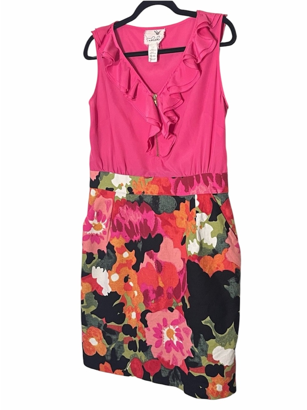 Anthropologie | Tabitha Floral Great Escape Ruffle Sleeveless Dress Size 12 Pink